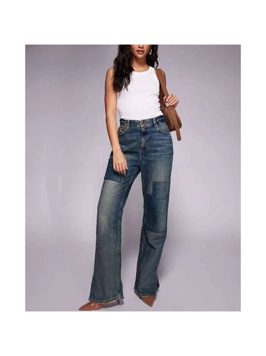GOOD AMERICAN Denim - Women's GOOD AMERICAN Blue Patchwork The Khloe Flare Jeans Size 4